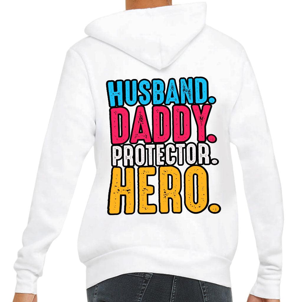 Husband Daddy Protector Hero Full-Zip Hoodie - Cool Hooded Sweatshirt - Printed Hoodie - MRSLM