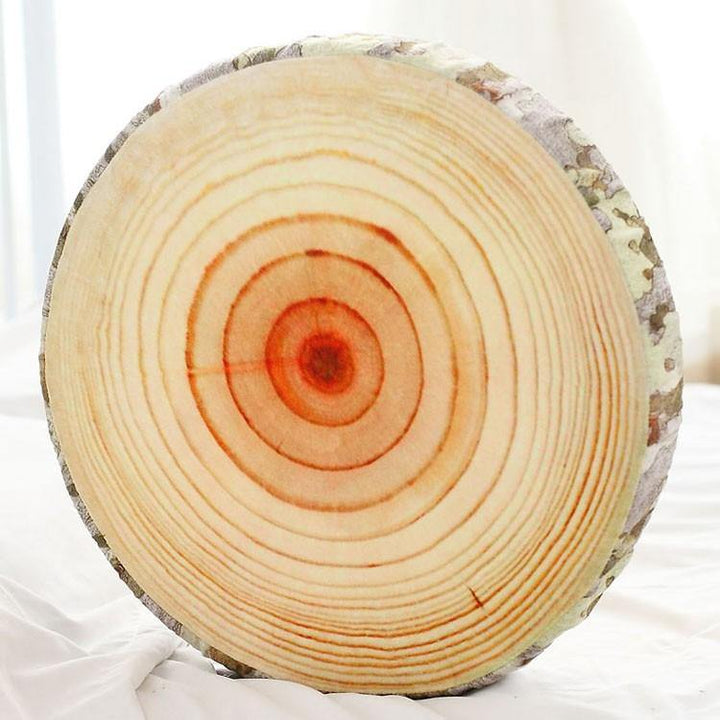 3D Novelty Stump Log Wood Throw Pillow Sycamore Tree Cushion Home Office Car Soft Decor - MRSLM