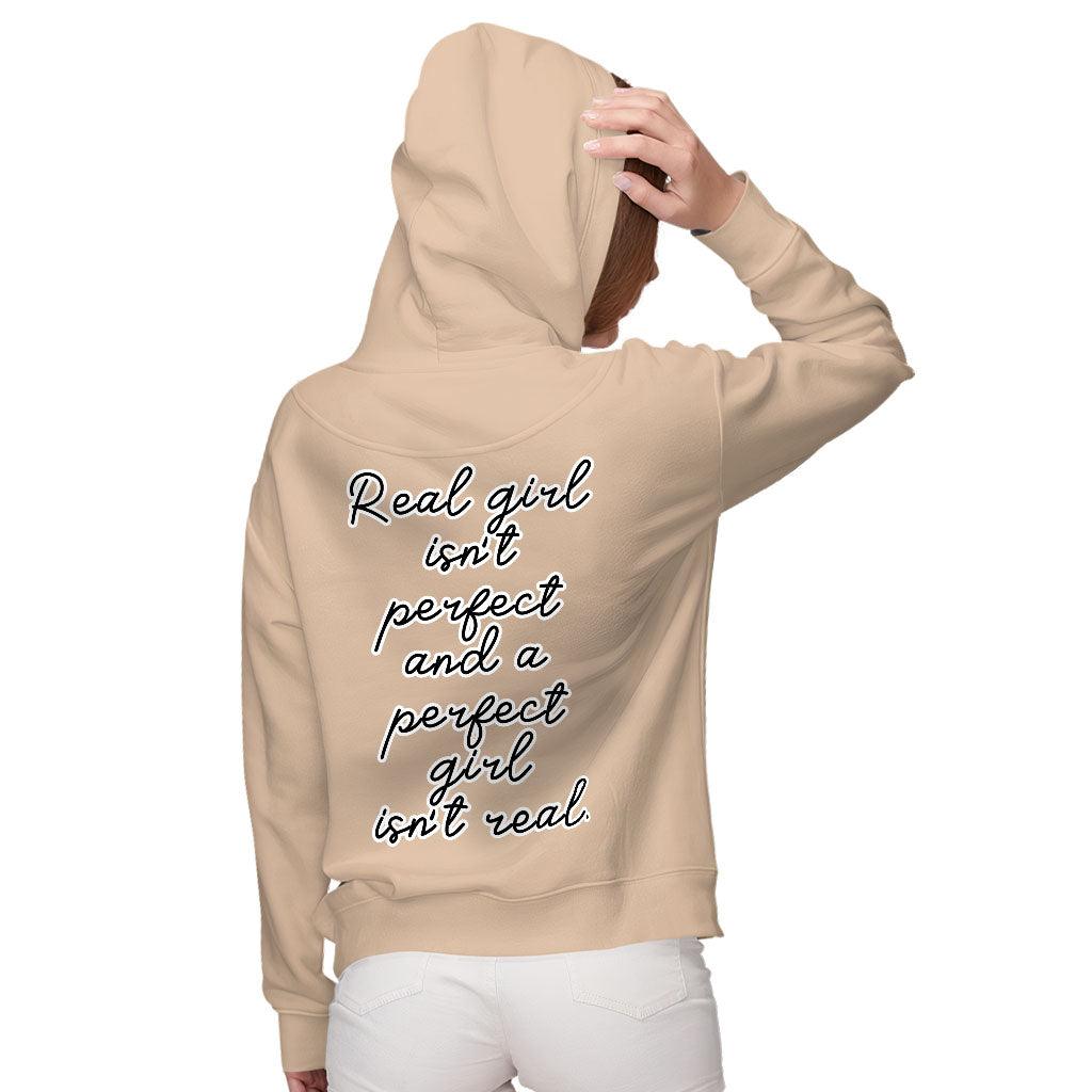 Real Girl Isn't Perfect Women's Zip Hoodie - Themed Hooded Sweatshirt - Best Design Hoodie - MRSLM