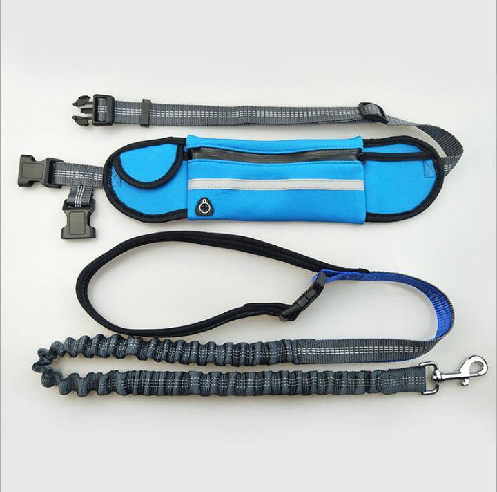 Hands-Free Dog Running Leash with Waist Pocket Adjustable Belt Shock Absorbing Bungee - MRSLM