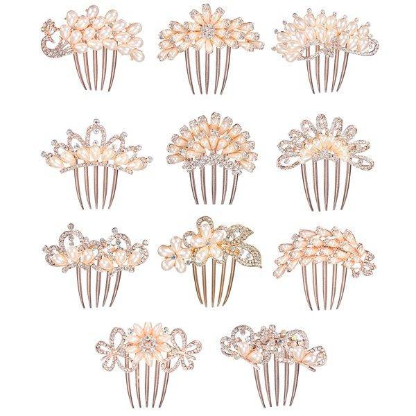 Flower Crystal Rhinestone Pearl Hair Clip Comb Pin Hairpin - MRSLM